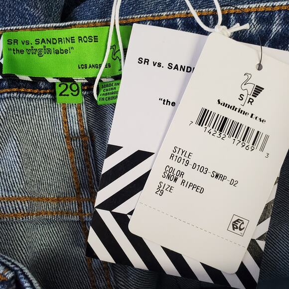 Free People x Sandrine Rose Women's Snow Ripped Jeans Size 29 NWT High Rise Blue - Picture 6 of 9